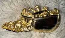OAJC Noahs Ark Gold Tone Animal Boat Brooch Pin Signed‎ Vintage