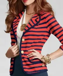 Cabi Yacht Club Blazer Small Red Navy‎ Stripe Nautical Cotton Jacket