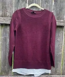 Hilary Radley Maroon Layered Sweater | S