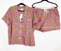 BedHead PJ’s Pajamas X Liberty Fabrics Two (2) Piece Set Top Shorts Woven Cotton