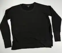 Athleta Pranayama Restore‎ Crew Neck Long Sleeve Top Thumb Holes Black M
