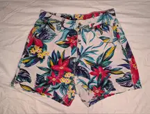 Vintage Durango Floral High Waisted Shorts Womens Multicolored/White