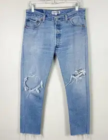 RE/DONE Levi's Light Wash Distressed High Waisted High Rise Tapered Leg Jeans