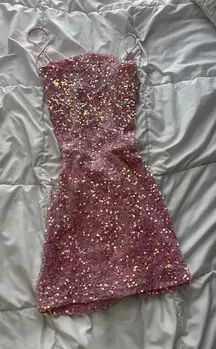 Pink Sequin Lucy in the Sky Dress
