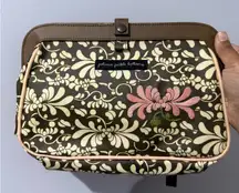 Petunia Pickle‎ Bottom Floral Pink And Brown Cross Town Clutch Wristlet & Pad  G