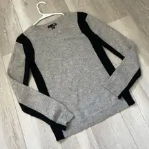 Aqua Cashmere Sweater crewneck long sleeve womens Gray Black (xsmall) winter