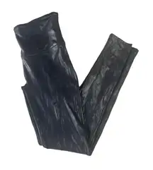 SPANX Medium‎ Black Faux Leather Shiny Leggings High Waist Faux Leather