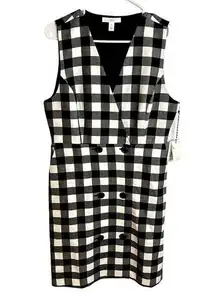 1901 Camilla Gingham Dress Womens Size 10 Black White NWT Button Down Plaid