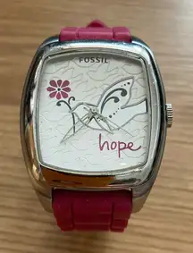 Fossil Watch Hope with Etched Dove and Flower
