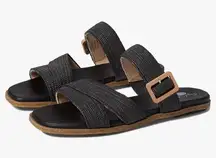 Dr. Scholl's Paradise Now Black Raffia Wood Sandal size 8.5
