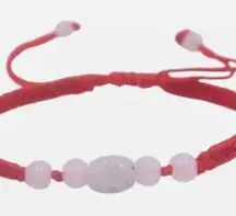 NWT Natural Jade Jadeite Carved Beads Red Weaved Braided Cord Small Bracelet