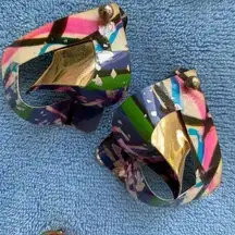 Bold Colorful Origami Acrylic 80’s Earrings Vintage costume cosplay school