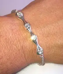 Silver Tone & CZ Rhinestone Dainty Boho Bracelet