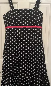 R‎ & K Originals Women's Black White Dot Dress Size 10 35" Long x 18" Pit to Pit