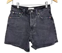 Abercrombie & Fitch The Dad Short Denim High Rise Vintage Black Distressed Sz 4