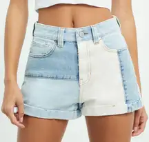 PacSun Hopper Patch Denim Mom Shorts high rise