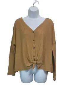 American Eagle‎ Button Down Waffle Knit Long Sleeve Top size L