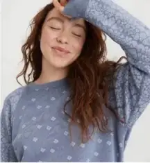 Aerie Washed Blue Bandana Patterned Sweatshirt XS NWT