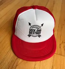 Vintage Men’s Trucker Mesh Snap Back Hat Saucony Seek & Destroy Red & White