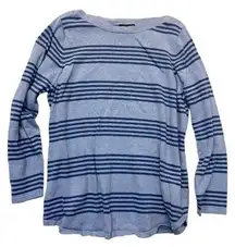 Striped Sweater Top Size 1X navy light blue stripes cotton