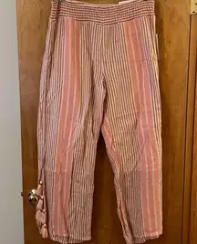 Talamanca Wide Leg Pants Striped Tassels Beachy NWT Size XL