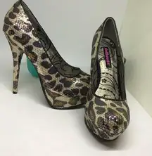 New Dollhouse sequin leopard print heels