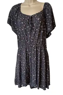Chris &‎ Carol Women's XL Gray Floral Rayon Sweatheart Neck Romper NWT