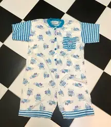 Vintage True Colors Sleepwear AOP All Over Pattern Cat Romper Pajamas size M