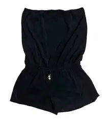 VTG Y2K Juicy Couture Terry Cloth Booty Short Sleeveless Romper Size XL Black 90