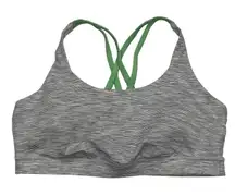 Lululemon Align Sports Bra Gray Stripe Green Straps Sz 12 Yoga Athletic Pilates