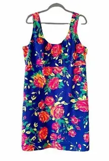 Lands End Blue Floral Sundress Size 16 Textured Coastal Grandma Southern Style