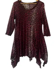 Glitterscape Leopard Print Tunic Top Pink Black Sparkle Sparkly Bratz Women's M
