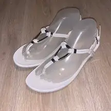 Apt. 9 white flip flops silver ankle strap summer