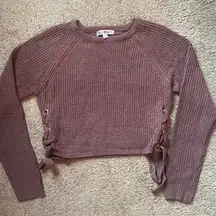 Tilly’s pink/purple cropped sweater with ties in the side size large