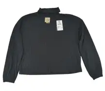 NWT Chaser Cutout Mock Neck Top True Black‎ Ribbed Sweater Women's Size Small