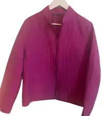 Bobby Chan open cardigan 100% silk fushia size large quilted