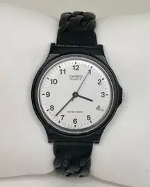 Casio MQ-24 371 women watch quartz analog black tone white dial 35mm running