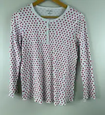 Roller Rabbit Hearts Pajama Top Long Sleeve Women's Size Small Pima Cotton Peru