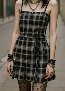 Justify Plaid Black and White Dress