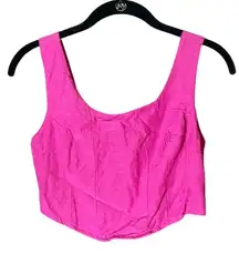 Midnight Sky Pink Crop Top Sleeveless Corset Linen‎ Blend