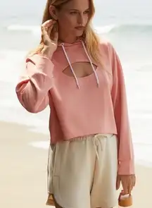 Daily Practice Anthropologie NWT Sport Cutout Crop Hoodie‎ Rose Pink Size Medium