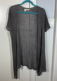 Eileen Fisher Open‎ Front Short Sleeve 100% Linen Slub Long Cardigan Size Large