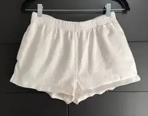 BRANDY MELVILLE White Pull On Sweat Shorts Comfy Casual Pockets One Size EUC