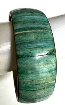 turquoise inlaid dyed shell and Brass Bangle bracelet