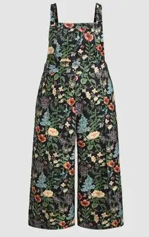 Cider  Floral Print Corduroy Wide Leg Overalls 2XL