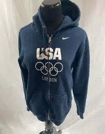 Nike USA London Olympics Zip Up Hoodie Women's Medium Sweatshirt Blue