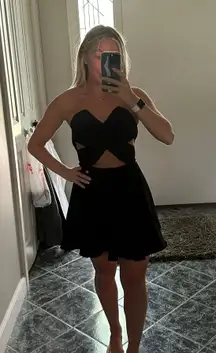 Black Flowy Cut Out Dress