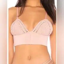 Frankie’s Bikinis crochet pink top L nwot