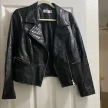 Tiger Mist Black faux Leather Croc Moto Jacket