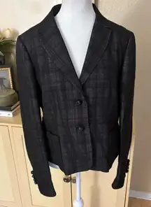 PIAZZA SEMPIONE Wool Blend Plaid Blazer‎ Size 50 US 14